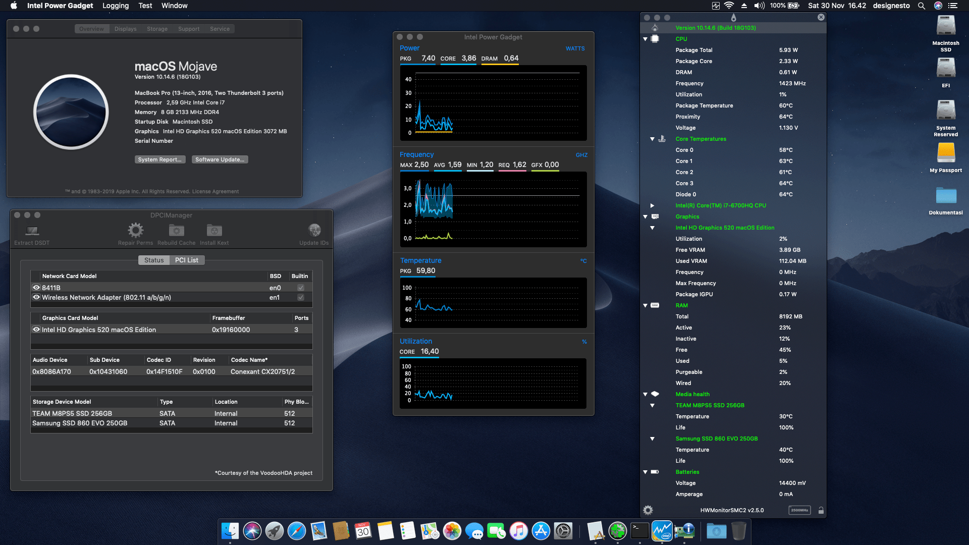 Success Hackintosh macOS Mojave 10.14.6 Build 18G103 at Asus ROG GL552VX-DM261T